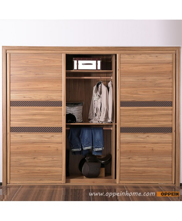 YG21454: Modern Wood Grain Melamine Sliding Wardrobe