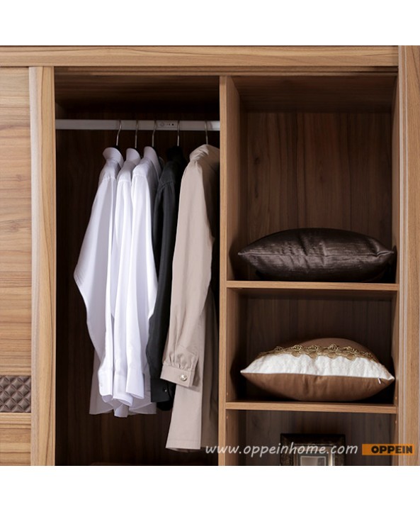 YG21454: Modern Wood Grain Melamine Sliding Wardrobe