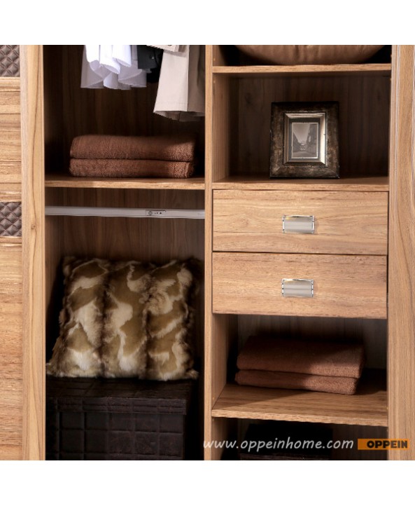 YG21454: Modern Wood Grain Melamine Sliding Wardrobe
