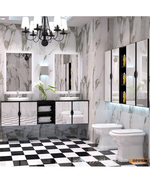 OP15-015: Modern High Gloss Toughened Glass Bathroom Vanity